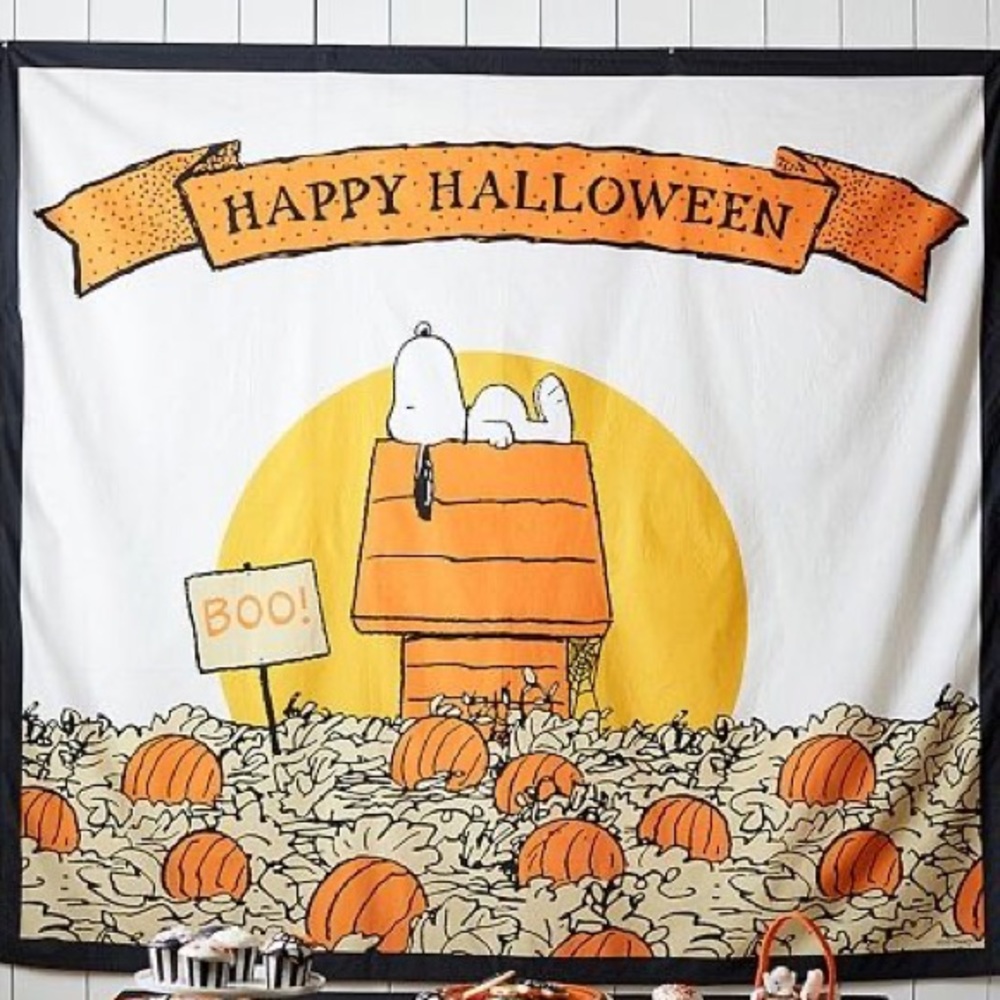 Pottery Barn Kids Peanuts Snoopy Halloween Tapestry from Retired 2017 Collection